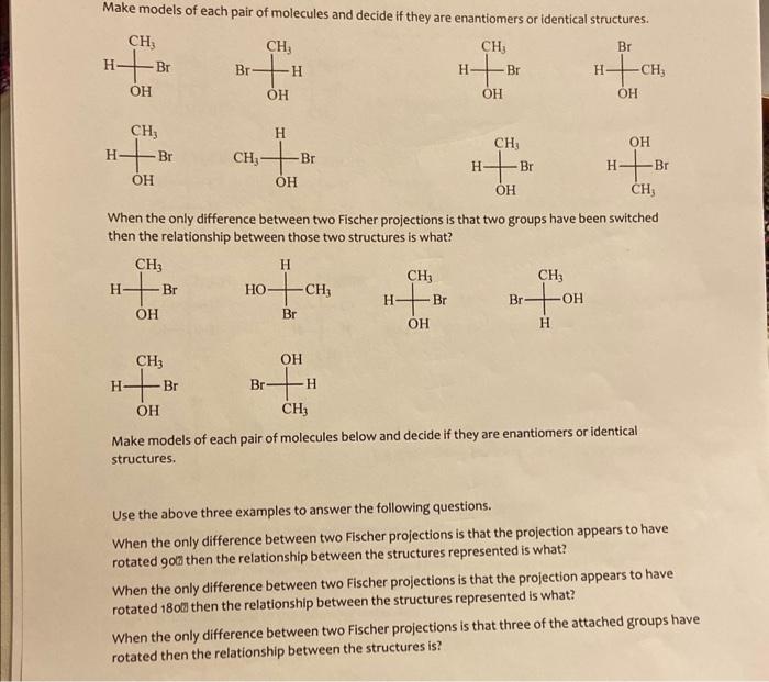Solved Make models of each pair of molecules and decide if | Chegg.com