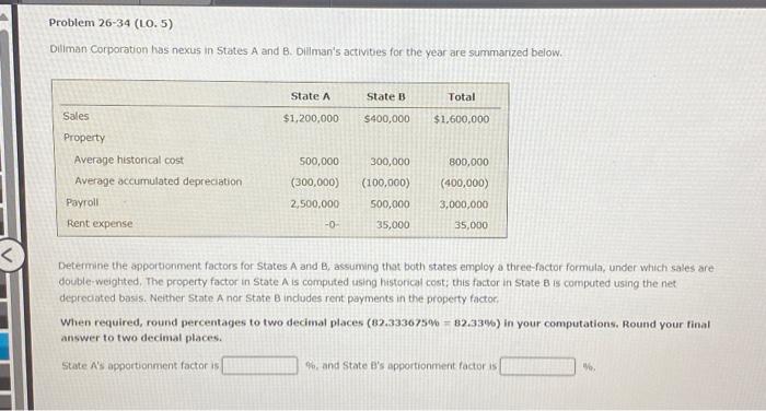 Solved Problem 26-34 (10.5) Diliman Corporation Has Nexus In | Chegg.com