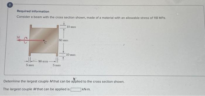 Solved Required information Consider a beam with the cross | Chegg.com