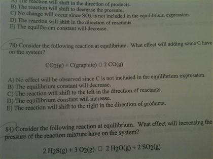 Solved Consider the following reaction at equilibrium. What | Chegg.com