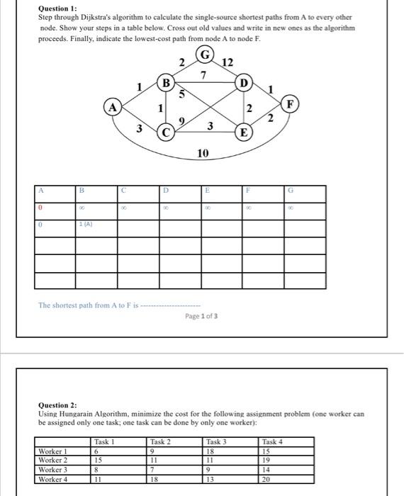 Solved Question 1: Step Through Dijkstra's Algorithm To | Chegg.com