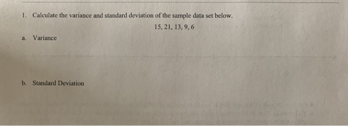 Solved 1. Calculate the variance and standard deviation of | Chegg.com