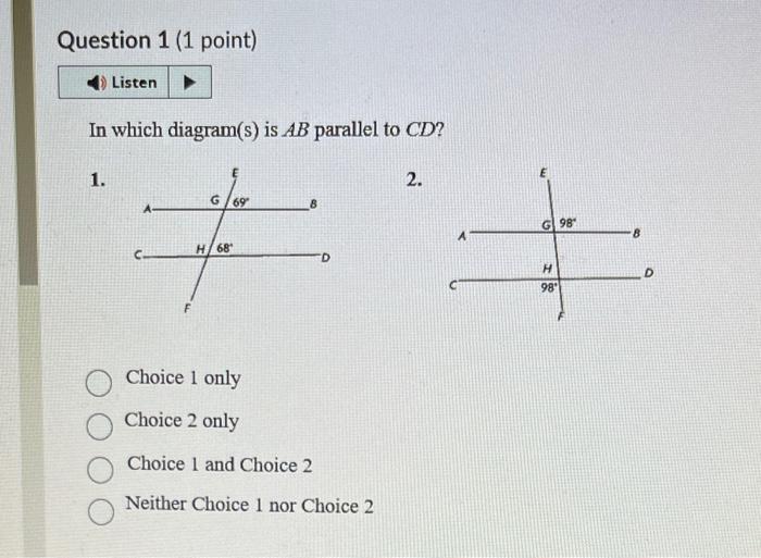 Solved In Which Diagram(s) Is AB Parallel To CD ? 1. 2. | Chegg.com