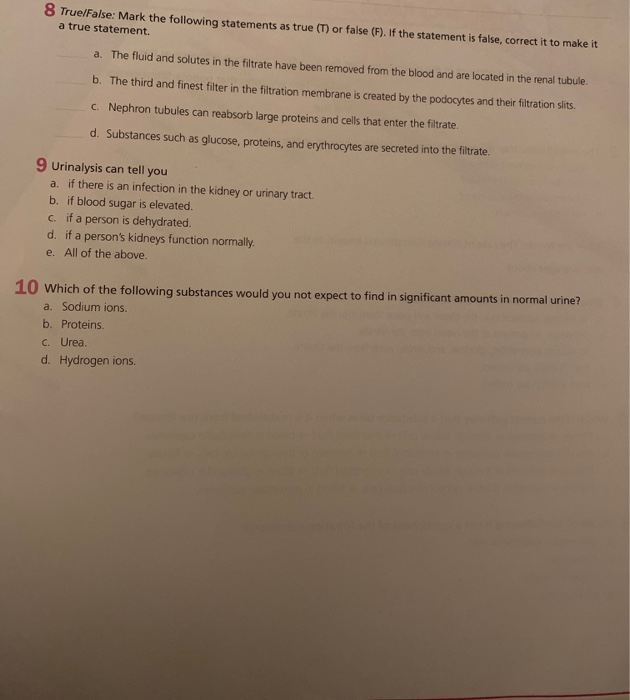 Solved 8 True False Mark The Following Statements As True Chegg