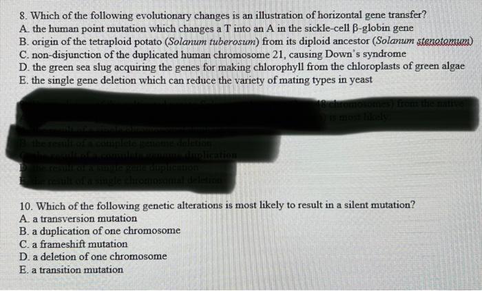 Solved 8. Which of the following evolutionary changes is an | Chegg.com