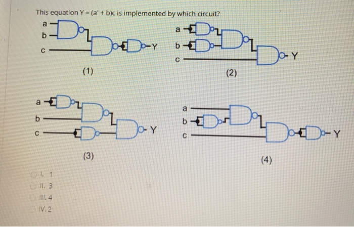 Solved This equation Y(a' + b)c is implemented by which | Chegg.com