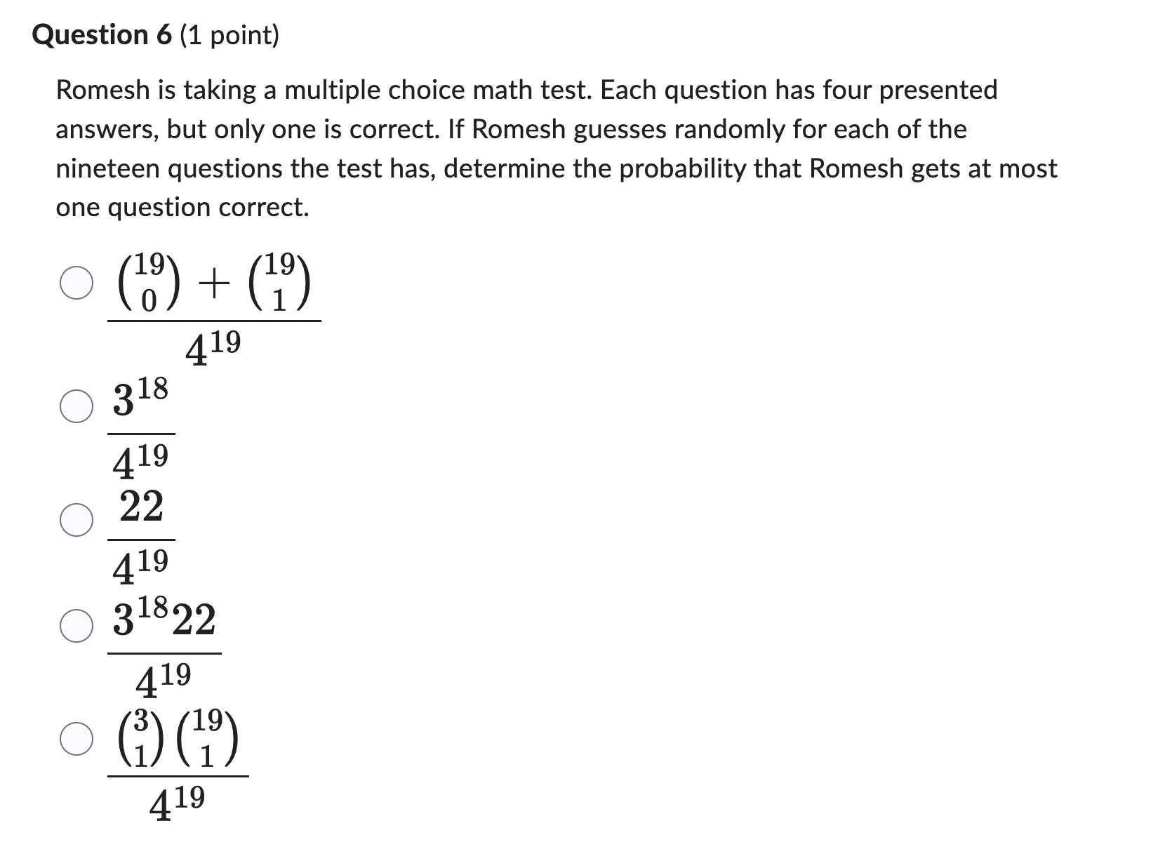 Solved Question 6 (1 ﻿point)Romesh is ﻿taking a multiple | Chegg.com