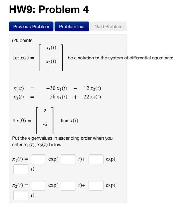 Solved HW9: Problem 4 Previous Problem Problem List Next | Chegg.com
