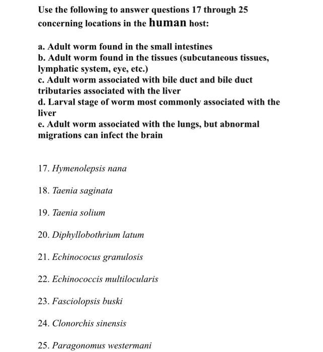 Solved Use the following to answer questions 17 through 25 | Chegg.com