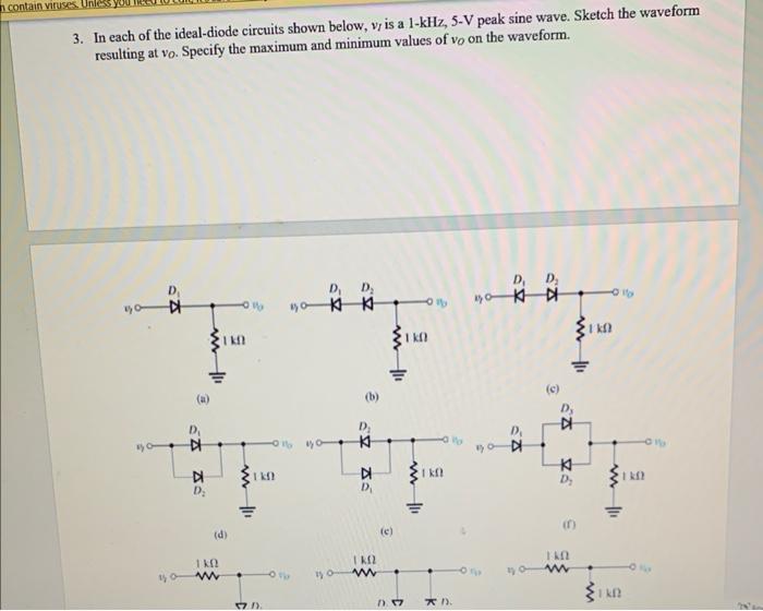 Solved 3. In Each Of The Ideal-diode Circuits Shown Below, | Chegg.com