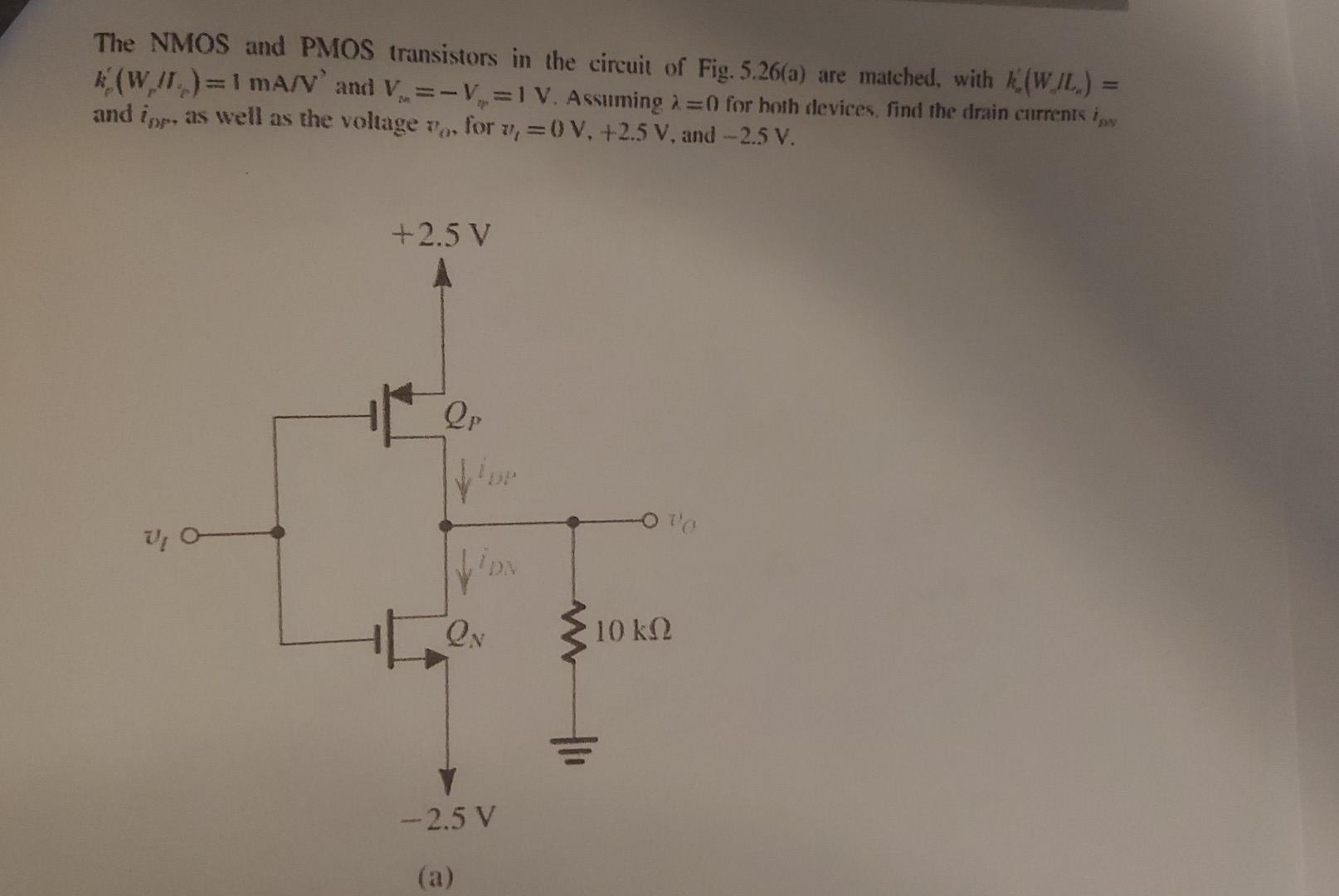 Solved The Nmos And Pmos Transistors I 8720