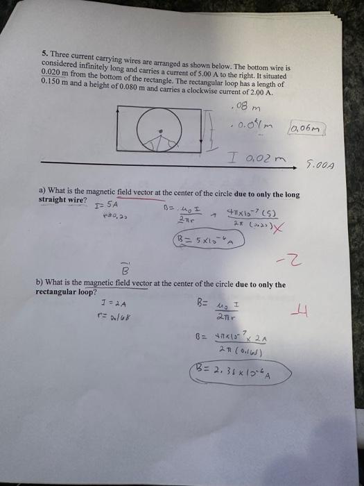Solved 5. Three Current Carrying Wires Are Arranged As Shown 