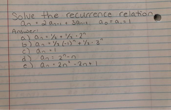 Solved Solve The Recurrence Relation An 2 An 1 3 An Chegg Com