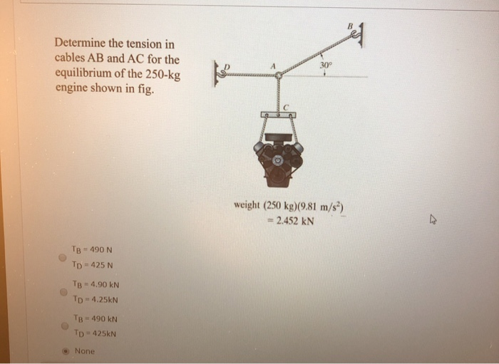 Solved Determine The Tension In Cables AB And AC For The | Chegg.com