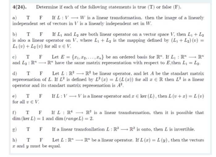 Solved 4 24 Determine If Each Of The Following Statemen Chegg Com