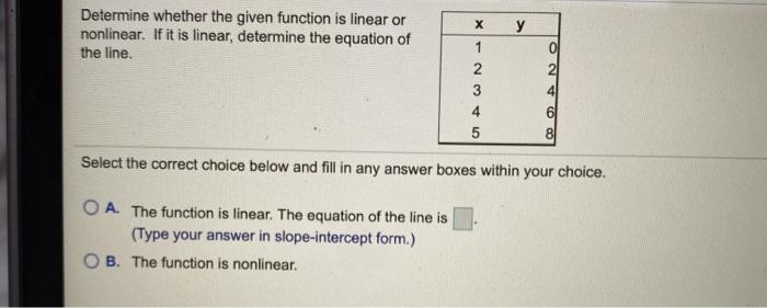 Solved х Determine whether the given function is linear or | Chegg.com