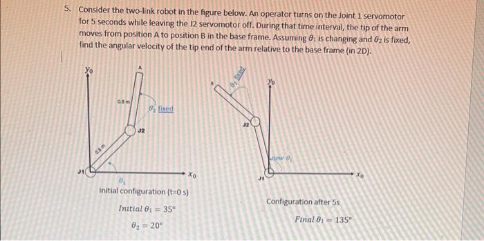 Solved 5. Consider the two-link robot in the figure below. | Chegg.com