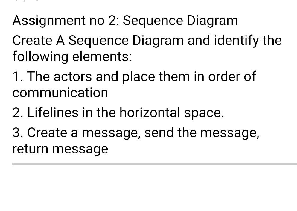 Solved Assignment no 2: Sequence Diagram Create A Sequence | Chegg.com