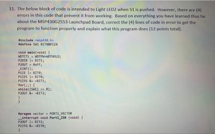 Solved Complete question #11 below. Fix the 4 errors in the | Chegg.com