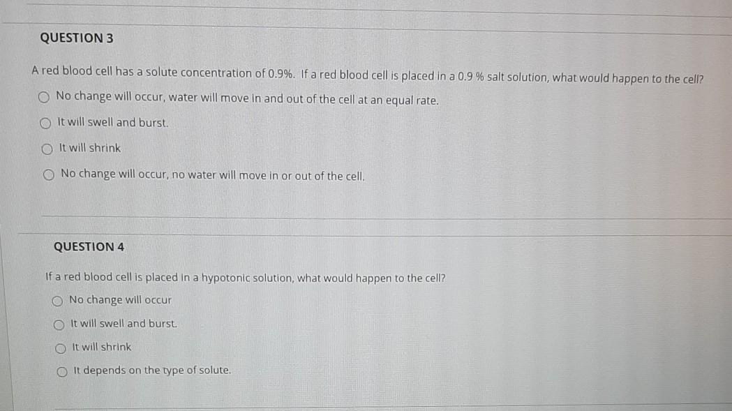 Solved QUESTION 1 A red blood cell has a solute | Chegg.com