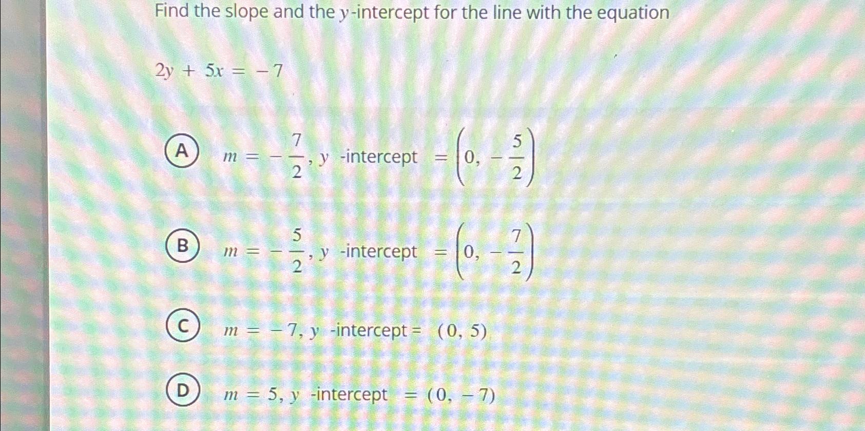 y intercept of the line 2x 3y 5 0 is