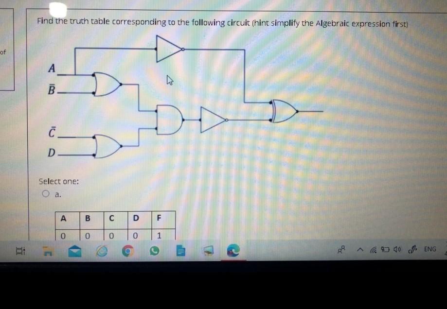 Solved Find the truth table corresponding to the following | Chegg.com