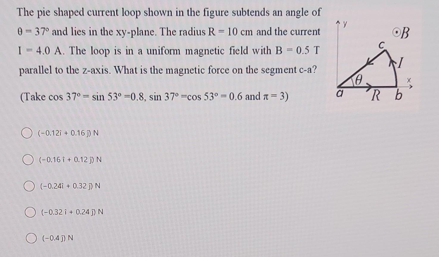 Solved The pie shaped current loop shown in the figure
