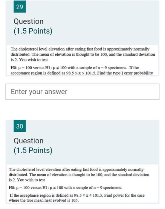 Solved The cholesterol level elevation after eating fast | Chegg.com