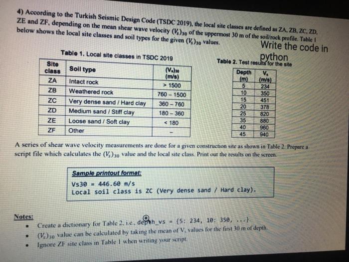 Solved Sito 4) According to the Turkish Seismic Design Code | Chegg.com