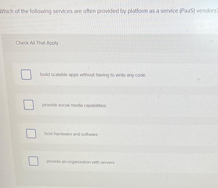 Solved Which of the following services are often provided by | Chegg.com