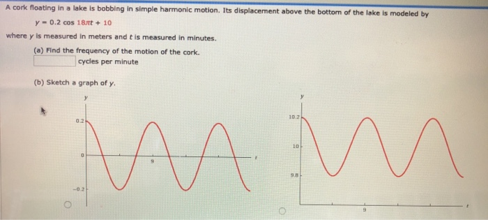 Solved A cork floating in a lake is bobbing in simple | Chegg.com