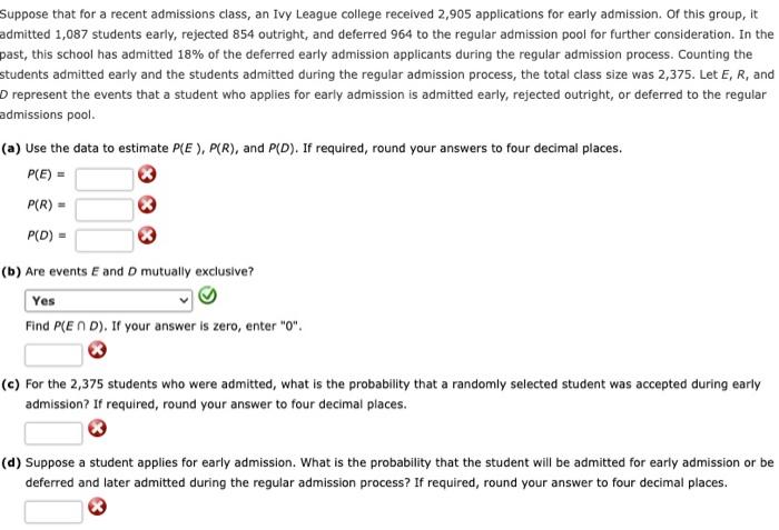 Solved Suppose that for a recent admissions class, an Ivy | Chegg.com