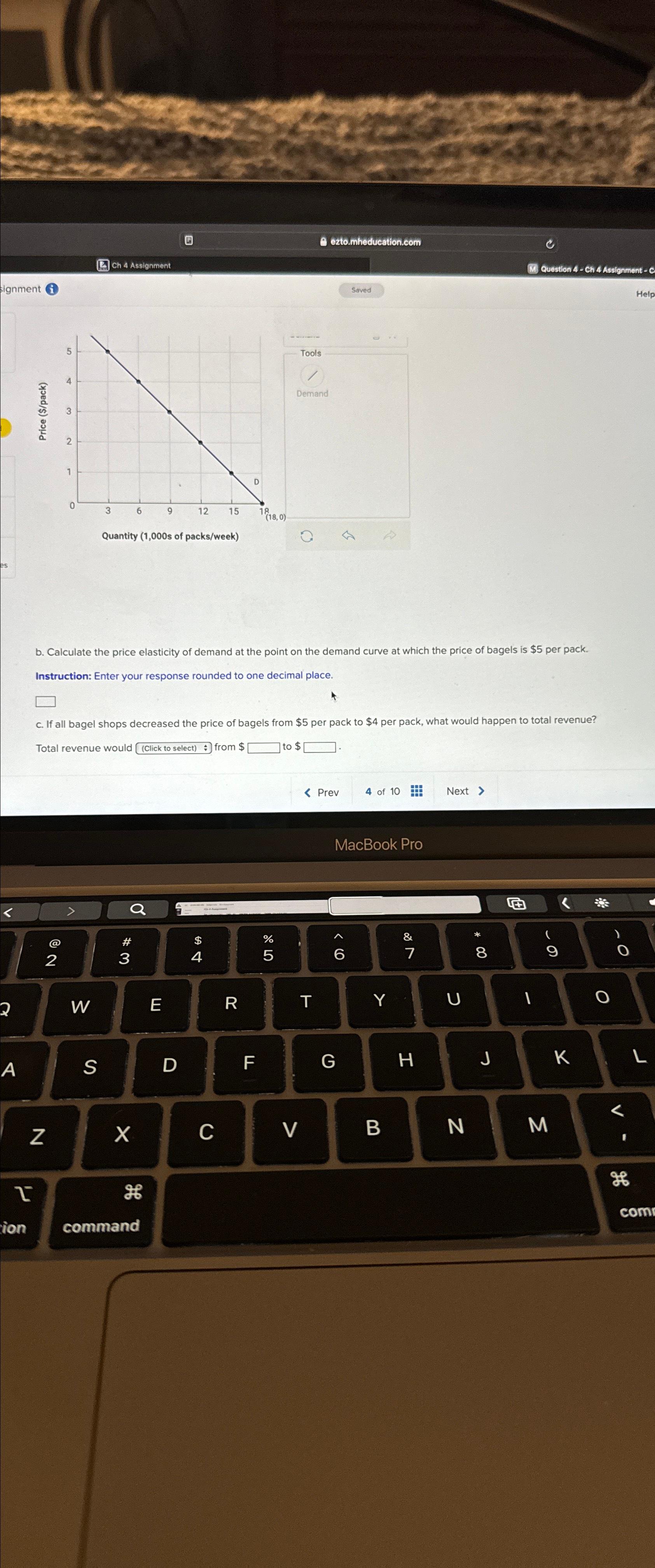 Solved B. ﻿Calculate The Price Elasticity Of Demand At The | Chegg.com