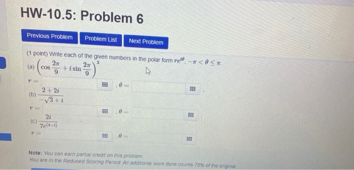 Solved HW-10.5: Problem 6 Previous Problem Problem List Next | Chegg.com
