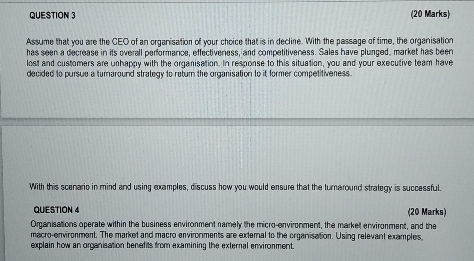 Solved Assume that you are the CEO of an organisation of | Chegg.com
