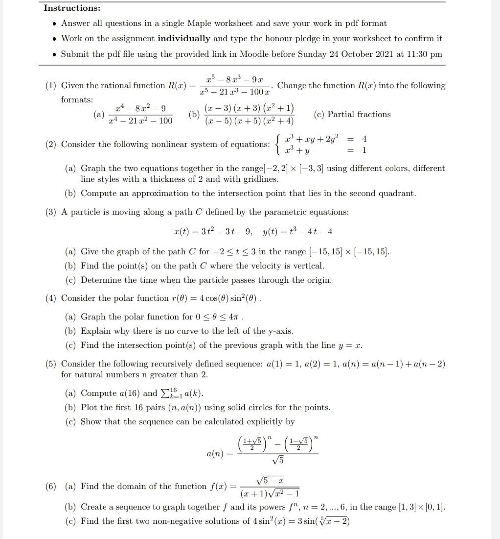 Solved Instructions: • Answer all questions in a single | Chegg.com