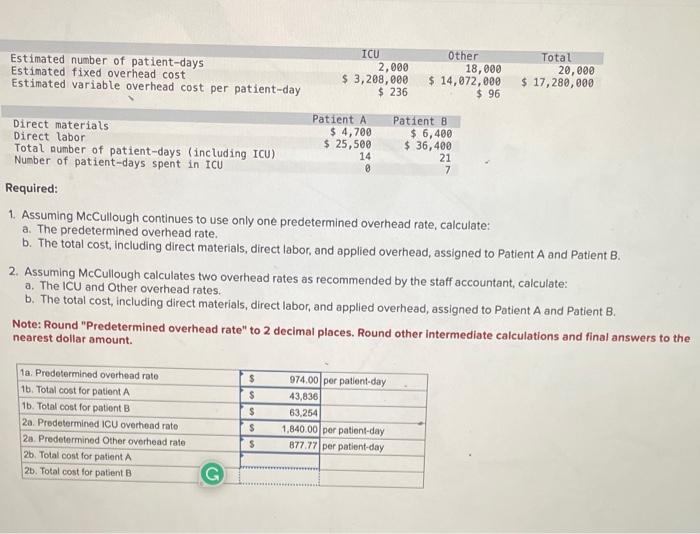 Solved 1. Assuming McCullough Continues To Use Only One | Chegg.com