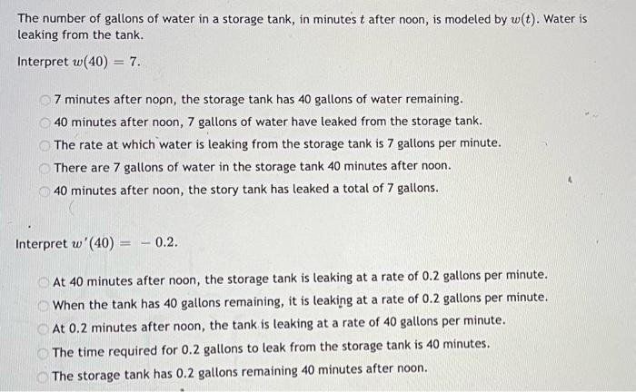 solved-the-number-of-gallons-of-water-in-a-storage-tank-in-chegg