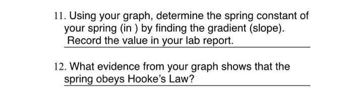 Solved 11. Using your graph, determine the spring constant | Chegg.com