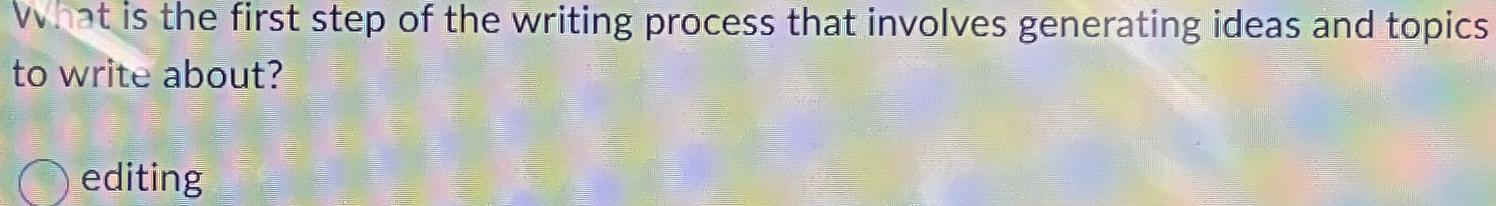 Solved What is the first step of the writing process that | Chegg.com