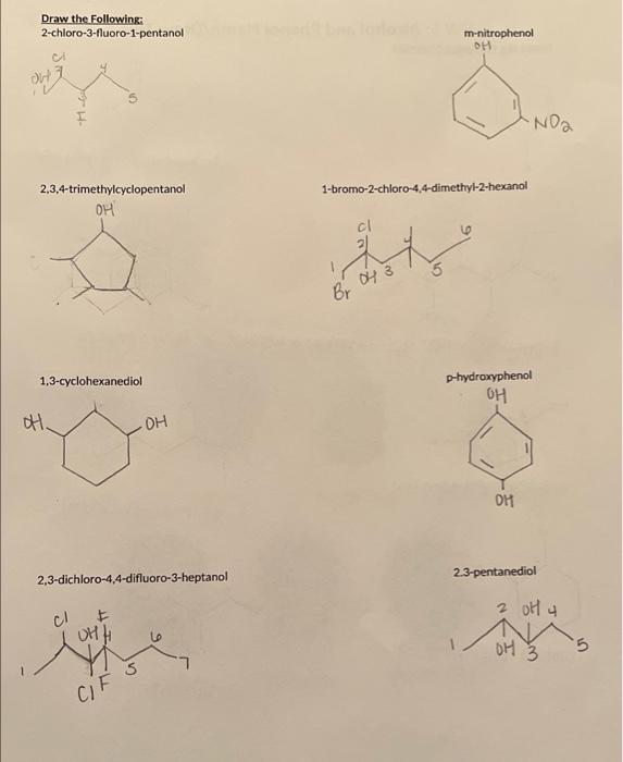 Solved HW 5: Alcohol and Phenol Name/Draw This Name the | Chegg.com