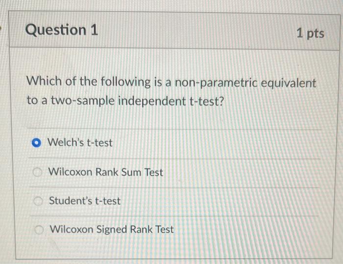 Solved which of the following is a non parametric equivalent chegg