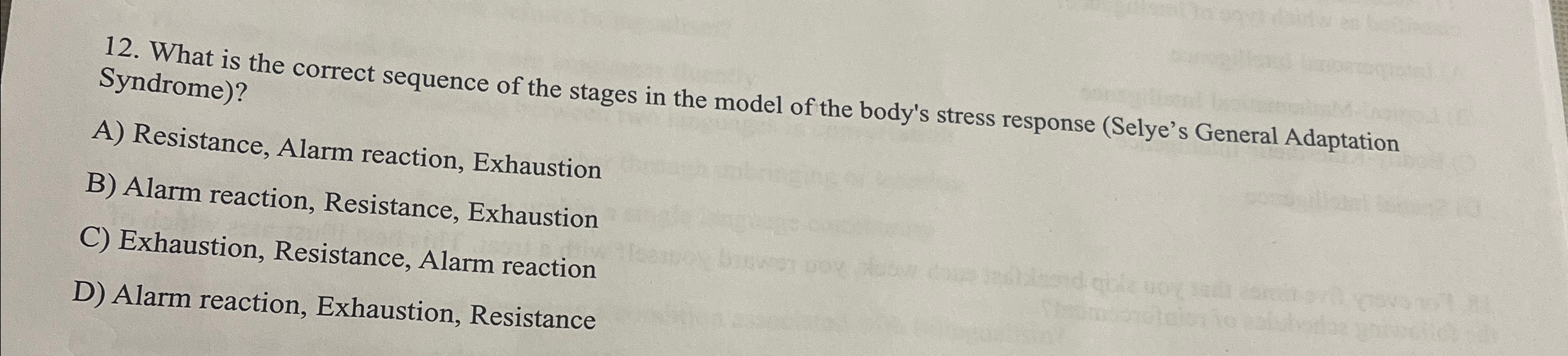 Solved What is the correct sequence of the stages in the | Chegg.com