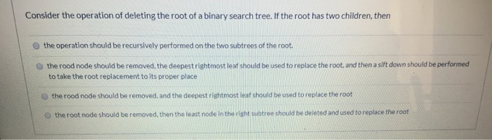 Solved Consider the operation of deleting the root of a | Chegg.com