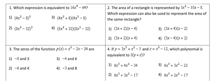 Solved 1 Which Expression Is Equivalent To 16x9 64 1 Chegg Com
