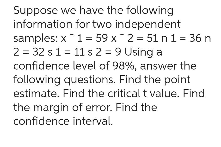 Solved Suppose we have the following information for two | Chegg.com