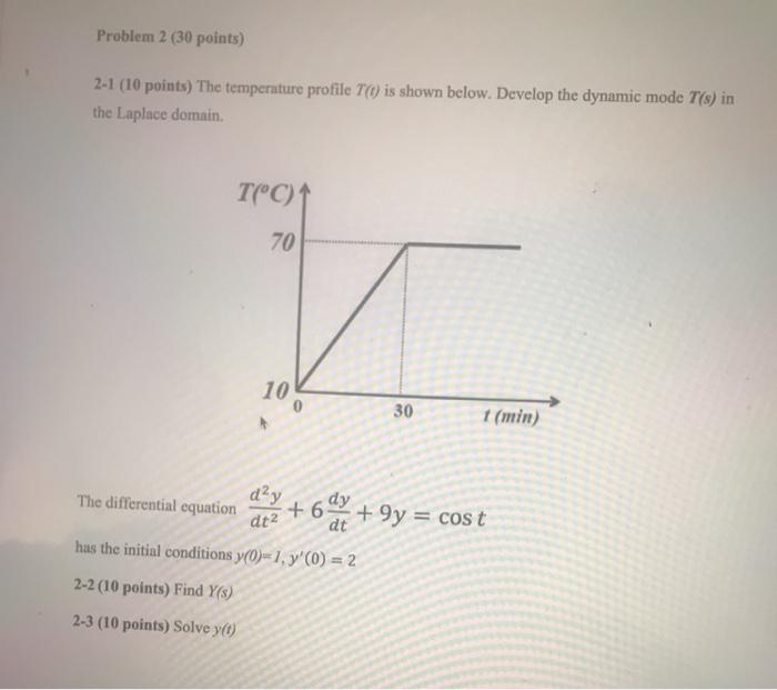 Solved Problem 2 (30 points) 2.1 (10 points) The temperature | Chegg.com