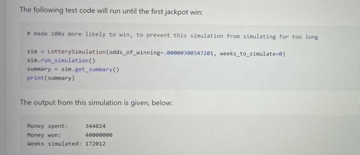 Solved Part 2 In lottery.py, write a simple Monte Carlo | Chegg.com