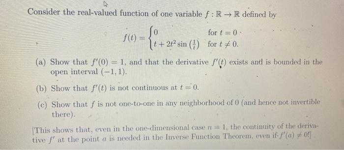 Solved Consider The Real-valued Function Of One Variable | Chegg.com