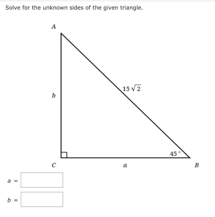 unknown sides of a triangle calculator